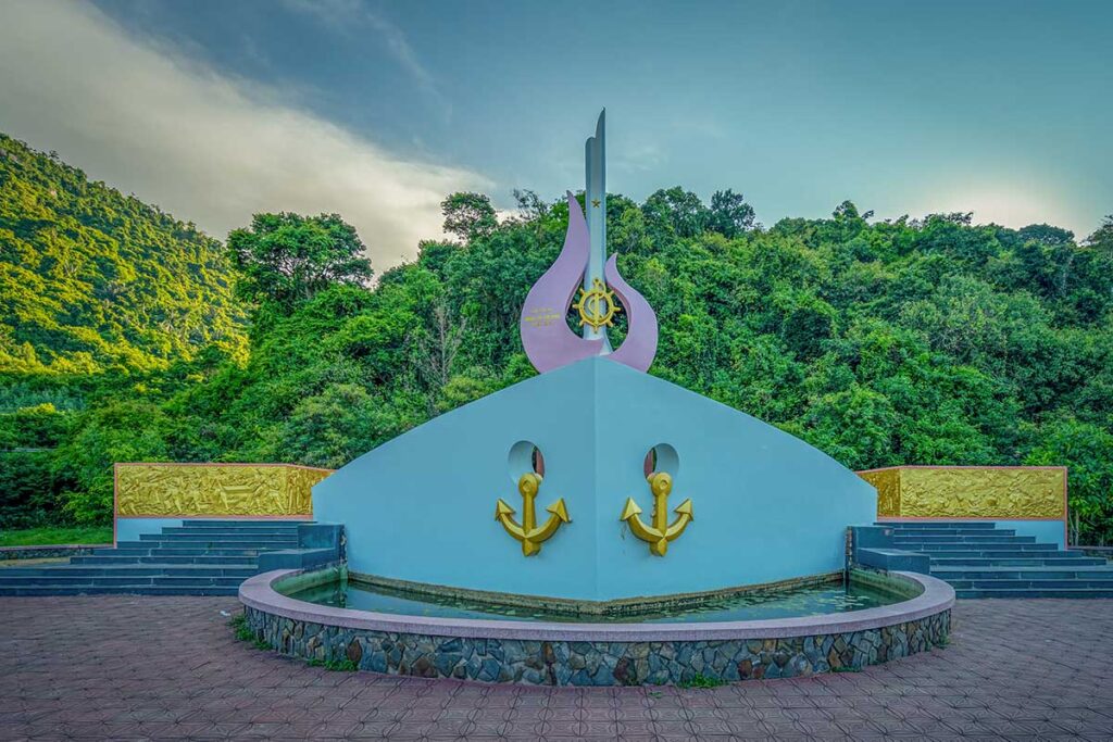 Vung Ro Bay War Memorial in Phu Yen, Vietnam – monument shaped like a ship’s bow, honoring the ‘ships without numbers’ used during the Vietnam War.