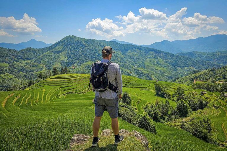 Vietnam travel specialist Marnick Schoonderwoerd visiting Hoang Su Phi – a remote rice-terrace region in Ha Giang Province known for its authentic hill tribe culture.