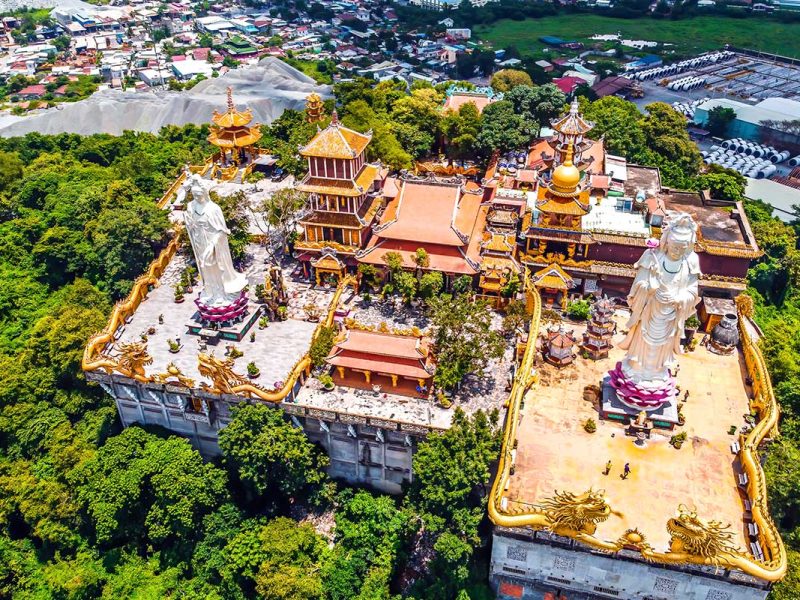 chau thoi temple 3 Aerial view of Chau Thoi Temple on top of a hill