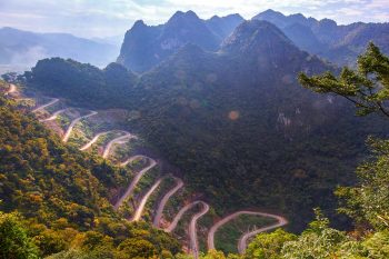 The view from Me Pja Pass Viewpoint - Seeing the 14 sharp turns of the pass carved into the mountain