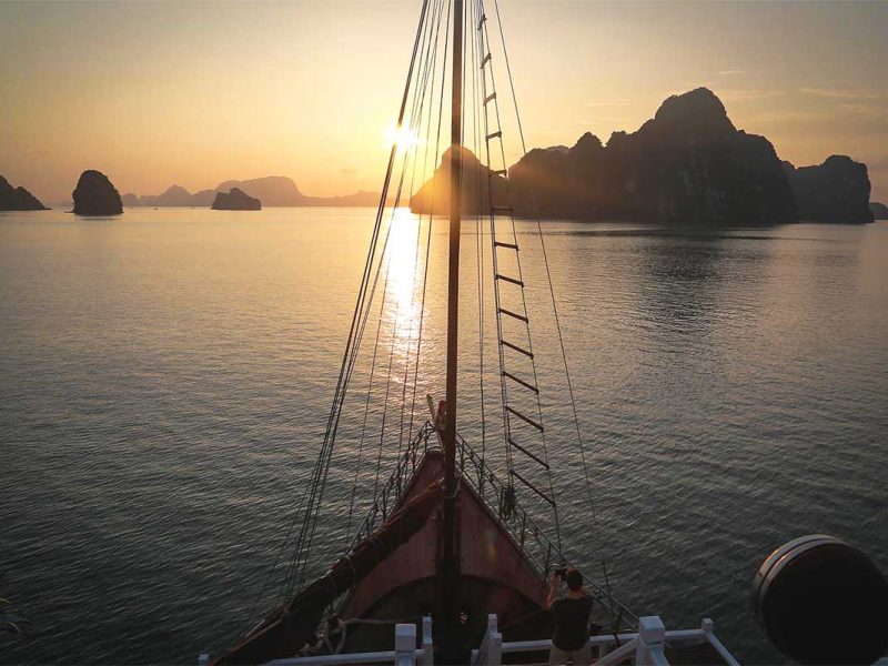 Sunset on Renea Cruise in Bai Tu Long Bay