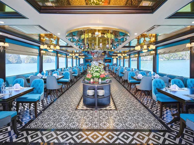 sea lion day cruise halong bay 8 Indoor luxury restaurant on Sea Lion Cruise