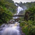 The Silver Waterfall with bridge near Sapa town